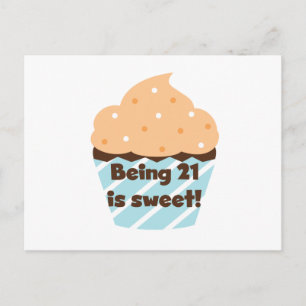 Cartão Postal Ter 21 é t-shirts e presentes de aniversário doces
