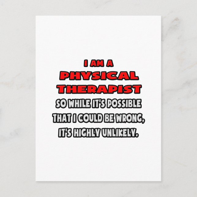 Cartão Postal Terapista Físico Engraçado. Muito improvável (Frente)