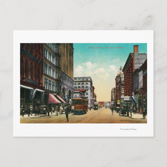 Cartão Postal Terceira rua em Portland, Oregon (Frente)