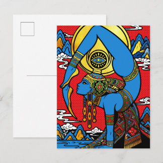 Cartão Postal Terceiro Olho – Iogini Azul em Fundo de Pop Art