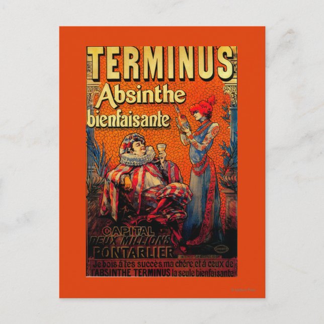 Cartão Postal Terminus Absinthe Vintage PosterEurope (Frente)