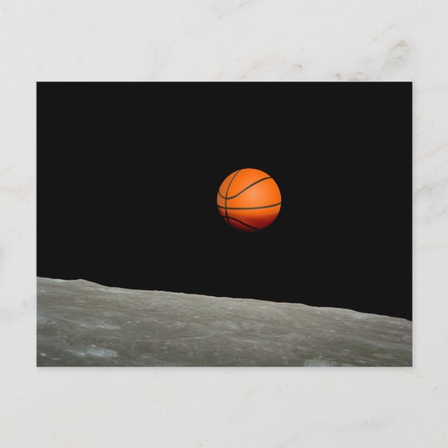 Cartão Postal terra de basquetebol do universo espacial da lua (Frente)