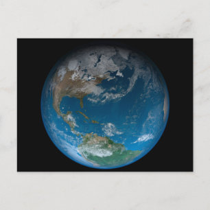 Cartão Postal Terra De cheio Com A América Do Norte E Do Sul.