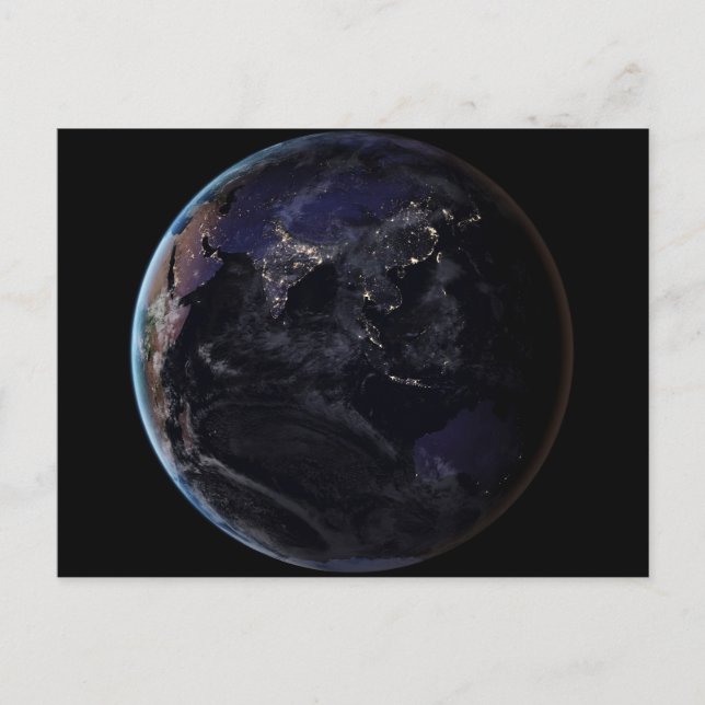 Cartão Postal Terra De cheio Mostrando As Luzes Da Cidade Da Ási (Frente)