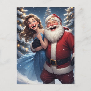 Cartão Postal 🎄 Terra de Encantamento de Inverno Papai Noel & D