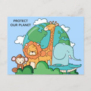 Cartão Postal Terra de Texto Personalizado com Animais