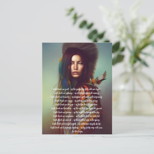 Cartão Postal Terra Ensine-me Oradora Indígenas Mulher (Em pé/Frente)