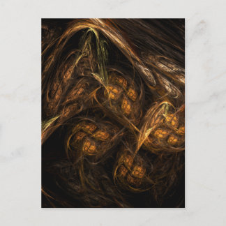 Cartão Postal Terra Mãe Arte Abstrata Moderna Fractal Dourada
