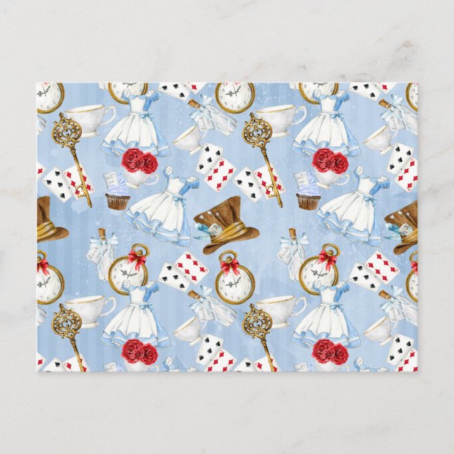 Cartão Postal Terra Maravilha Alice Pattern (Frente)