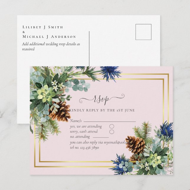 Cartão Postal Terra Maravilhosa do Casamento Eucalyptus Blue de  (Frente/Verso)