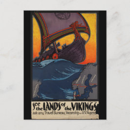 Cartão Postal Terra Poster de viagens vintage dos Vikings