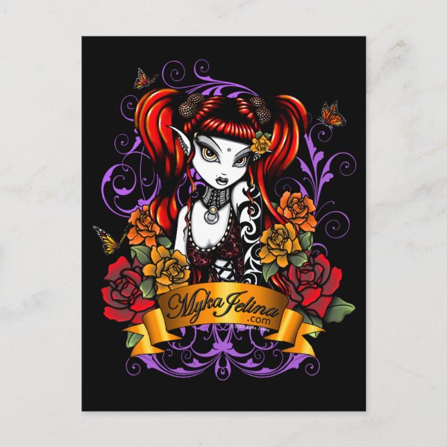 Cartão Postal Terra Rosa Gothic Tattooooon Fantasy Fae (Frente)