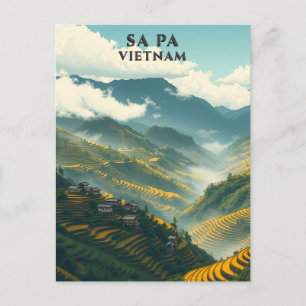 Cartão Postal Terraços de Arroz da Montanha Sa Pa Vietnam