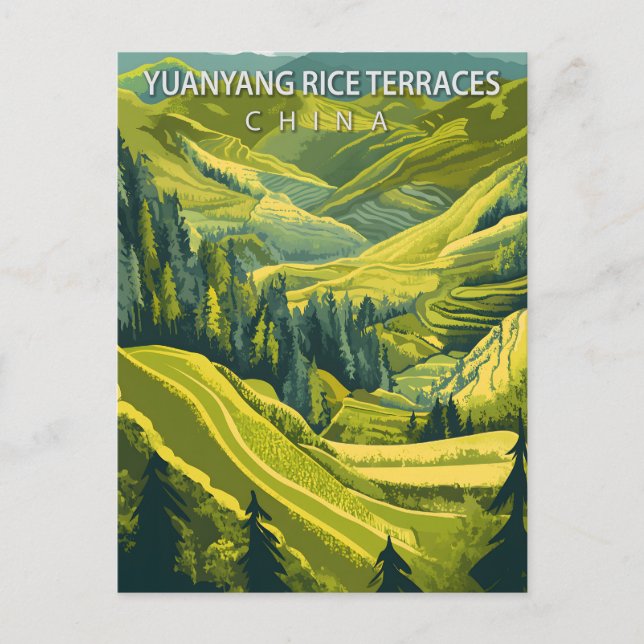 Cartão Postal Terraços de Arroz Yuanyang China Viagem Antiga (Frente)