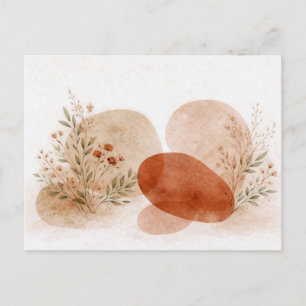 Cartão Postal Terracota Abstrato Botânico Boho Aquarela