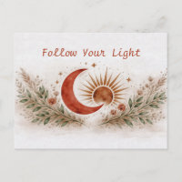 Terracota Boho Sol Lua Botânico Aquarela