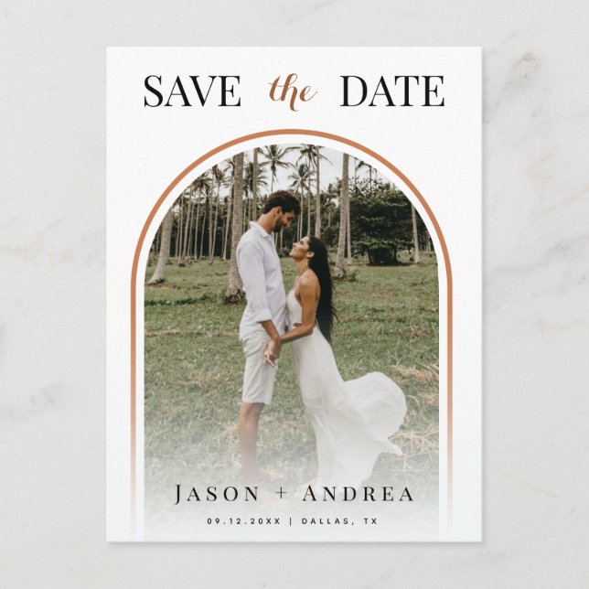 Cartão Postal Terracotta Arch Foto Tropical Queda Salvar Data (Frente)