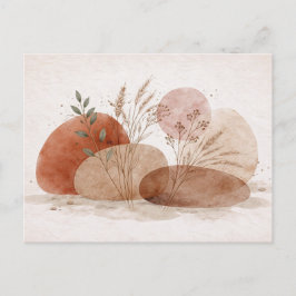 Cartão Postal Terracotta Boho Abstract Botanical Watercolor 