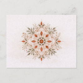 Cartão Postal Terracotta Boho Botanical Mandala Watercolor 