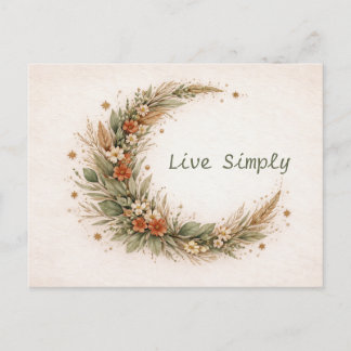 Cartão Postal Terracotta Boho Floral Crescent Moon Botanical 