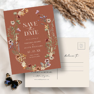 Cartão postal Terracotta Boho Save The Date