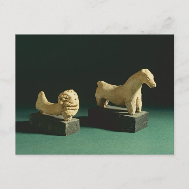 Cartão Postal Terracotta lion and cavalo, Mohenjodaro 2300-1750  (Frente)
