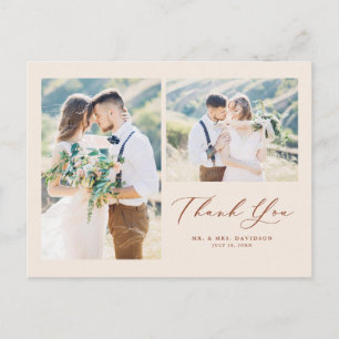 Cartão Postal Terracotta Lovely Script Photo Collage Obrigado