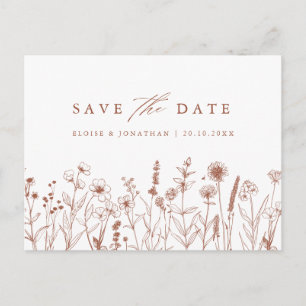 Cartão Postal Terracotta Rústico Flor Silvestre de Outono Salve 