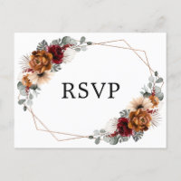 Terracotta Sage Burgundy Greenery Geométrico RSVP 