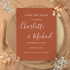 Cartão Postal Terracotta Signature Wedding Save the Date Card
