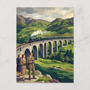 Cartão Postal Terras Altas Escocesas Viagem Ferroviária Vintage
