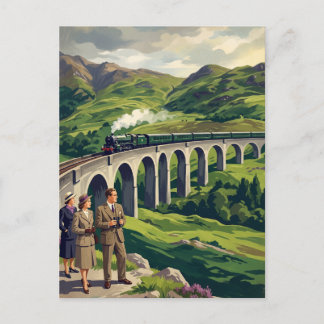 Cartão Postal Terras Altas Escocesas Viagem Ferroviária Vintage