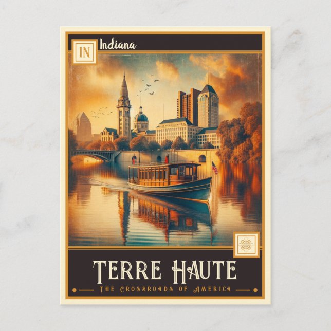 Cartão Postal Terre Haute, Indiana | Vintage (Frente)