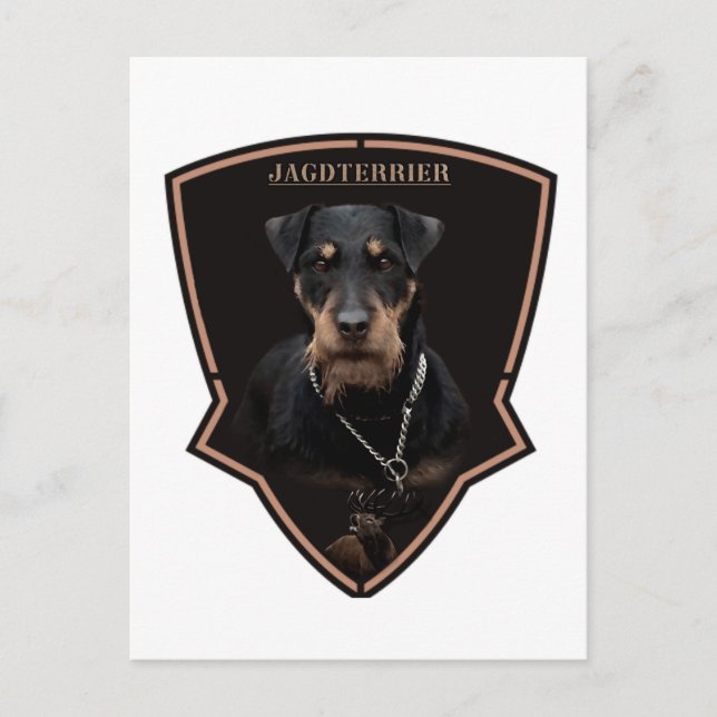 Cartão Postal Terrier Caça Alemão (Jagdterrier) Tapeçaria (Frente)