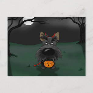 Cartão Postal Térrier Escocês Halloween