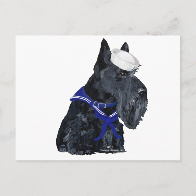 Cartão Postal Terrier Escocês Marinheiro (Frente)
