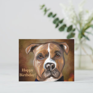 CARTÃO POSTAL TERRIER STAFFORDSHIRE AMERICANO 