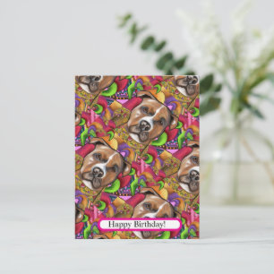 CARTÃO POSTAL TERRIER STAFFORDSHIRE AMERICANO