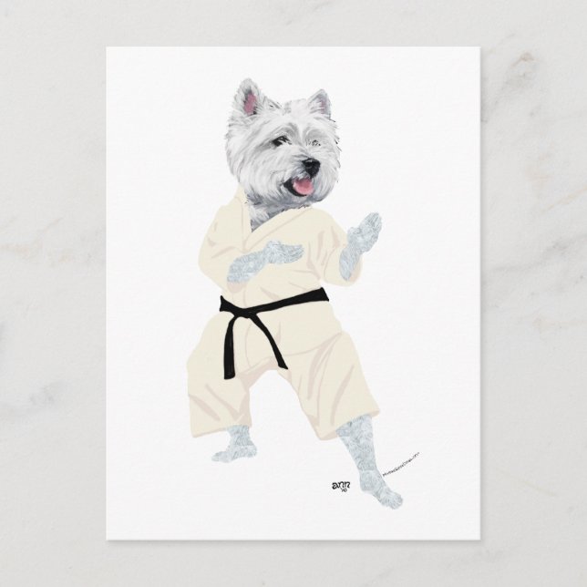 Cartão Postal Terrier West Highland KARATE ! (Frente)