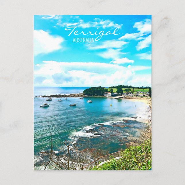 Cartão Postal Terrigal Central Costa NSW Austrália (Frente)