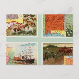 Cartão Postal Território de Wyoming, Alabama, Louisiana, Kansas