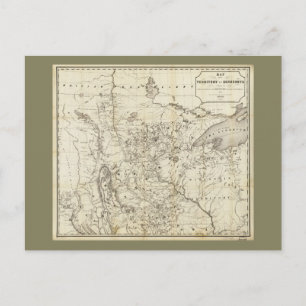Cartão Postal Território do Mapa de Minnesota (1849)