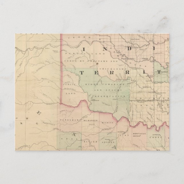 Cartão Postal Território Indiano e Texas, Parte Noroeste (Frente)