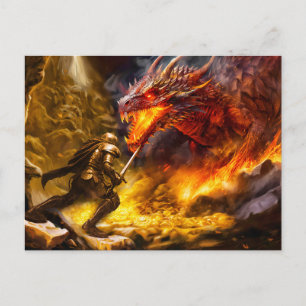 Cartão Postal Tesouro de Nibelung. Siegfried luta contra o dragã