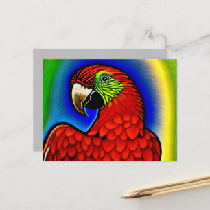Cartão Postal Tesouro Tropical: Trabalho de arte de papagaio Vib
