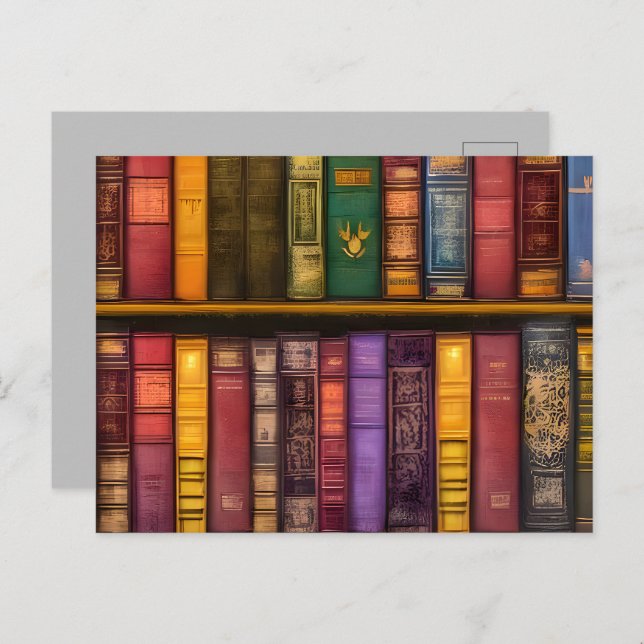 Cartão Postal Tesouros literários - Livros antigos clássicos (Frente/Verso)