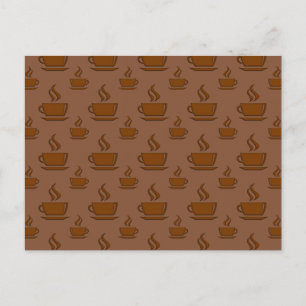 Cartão Postal Teste padrão do copo de café acastanhado