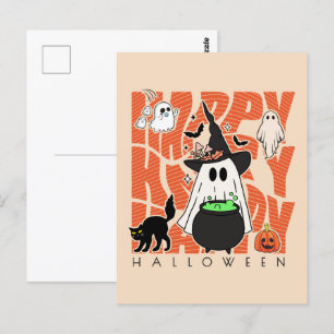 Cartão Postal Testemunhar Divertido Feliz Halloween Magic & Mi