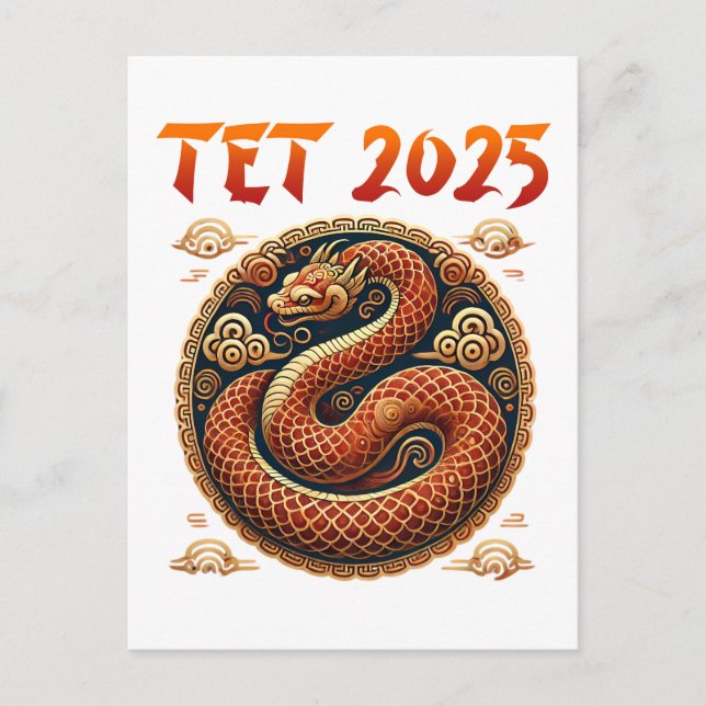 Cartão Postal Tet 2025 Year of the Cobra Vietnamese New Year (Frente)
