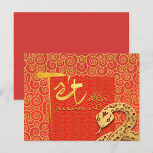 Cartão Postal Tet vem Primavera Ano Novo Vietnamita da Serpente 